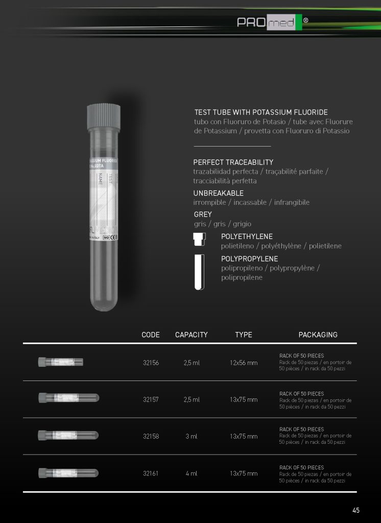 Potassium fluoride tubes
