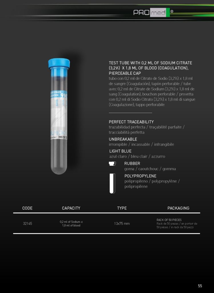 Sodium citrate tubes for coagulation