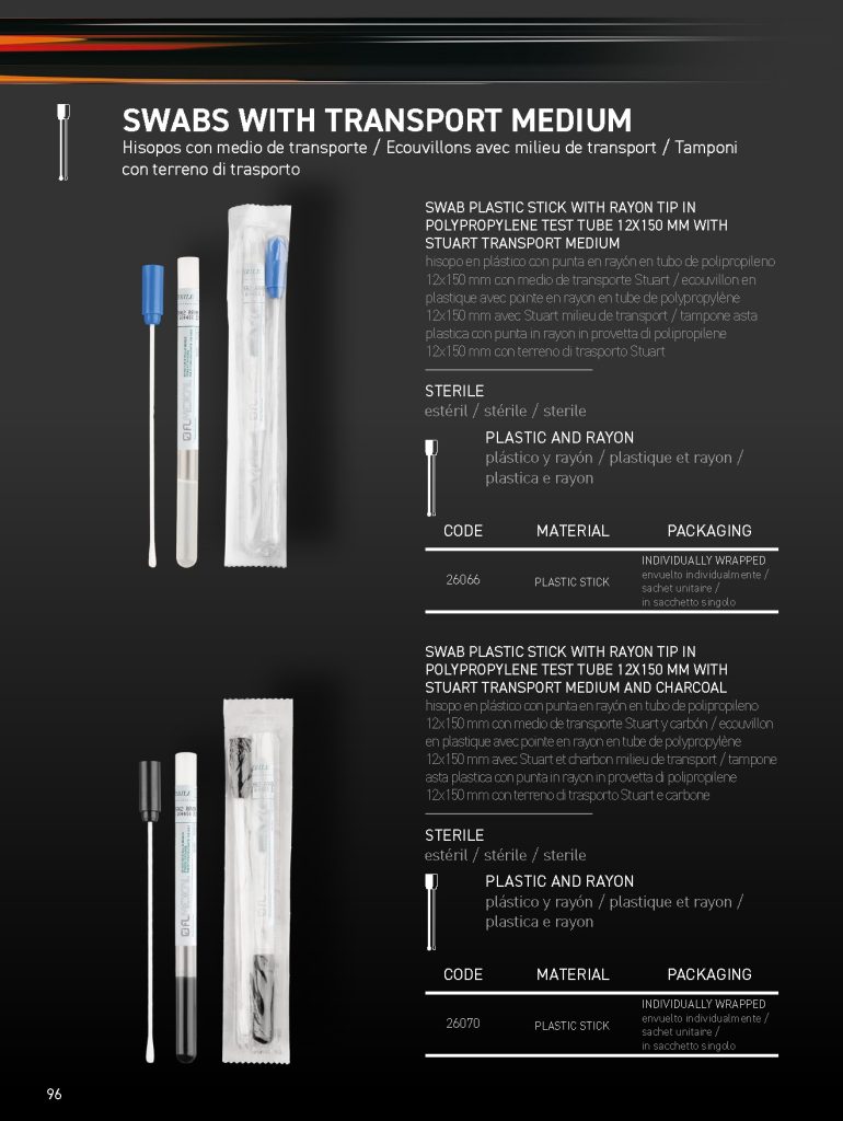 Swabs with transport medium