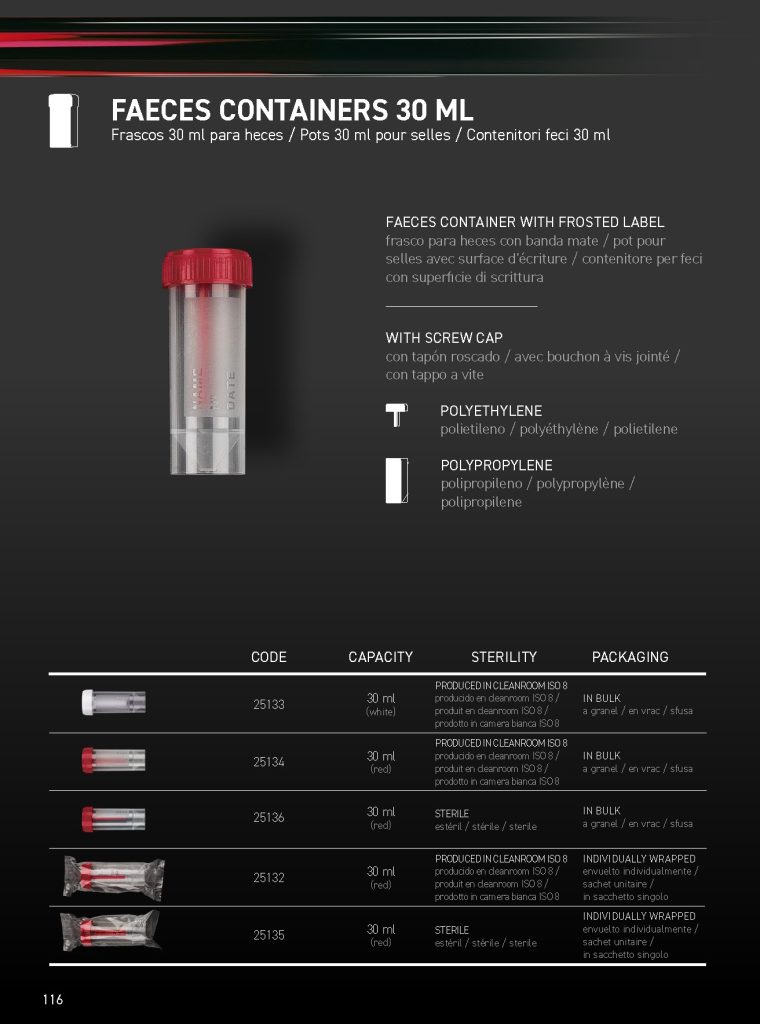 Stool specimen containers 30 ml