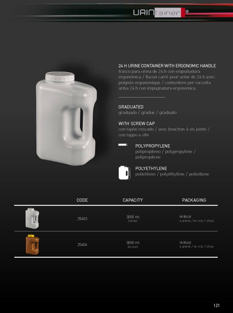 24 h urine collection containers