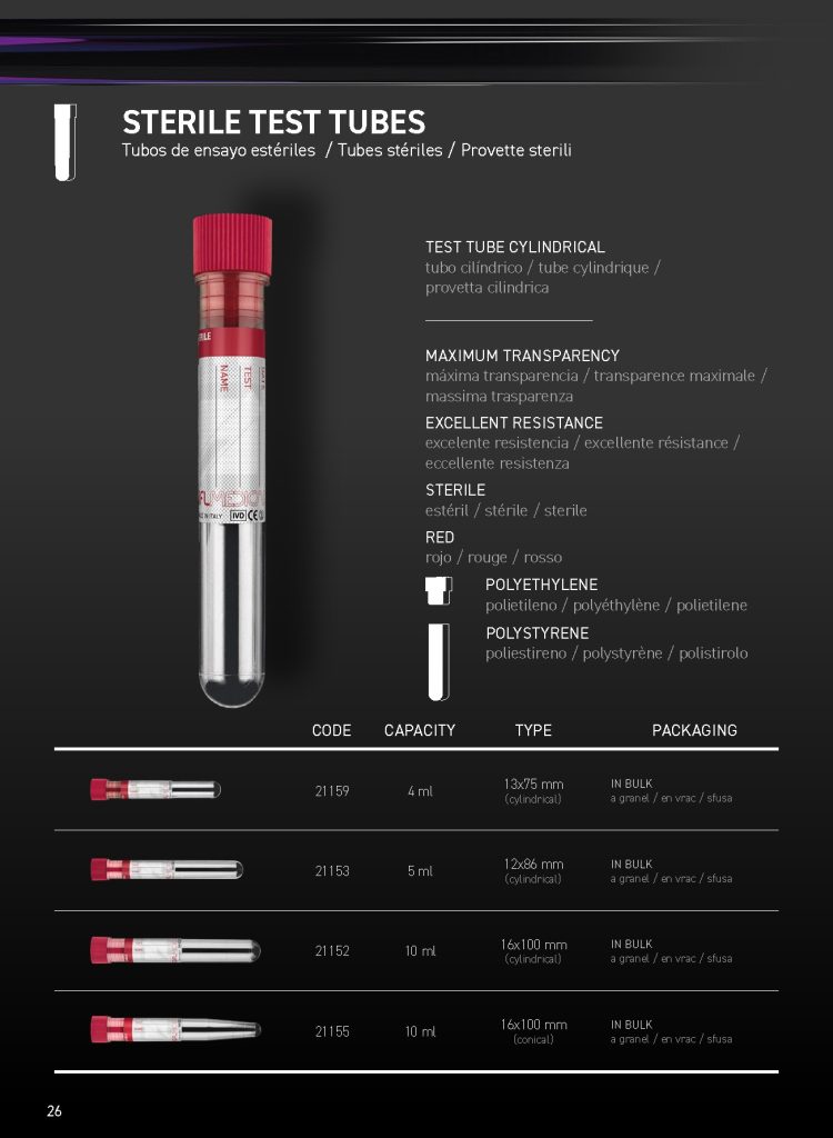Sterile test tubes